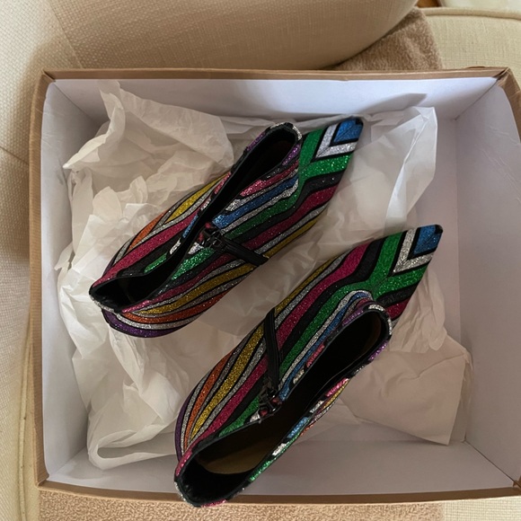 CHRISTIAN LOUBOUTIN SO KATE BOOTY 100 SUEDE STRIPY GLITTER - Picture 8 of 10